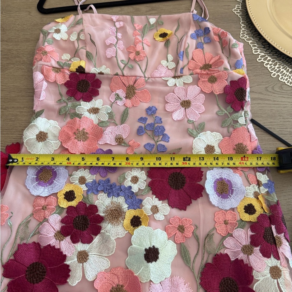 Storia Pink Floral Embroidered Mini Dress - Picture 11 of 12